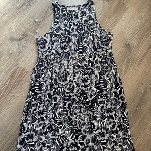 Athleta High Neck Santorini Dress (navy & white floral) Size: L